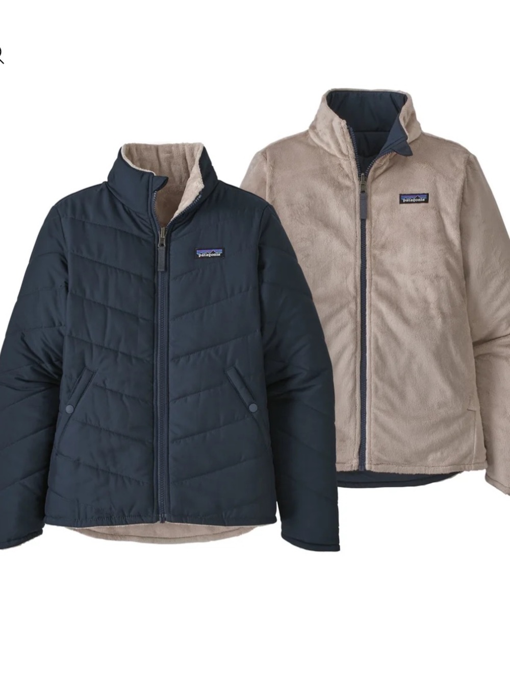 Patagonia reversible blue tan winter jacket XS 5-6
